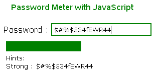 Simple Password Strength Meter  with jQuery
